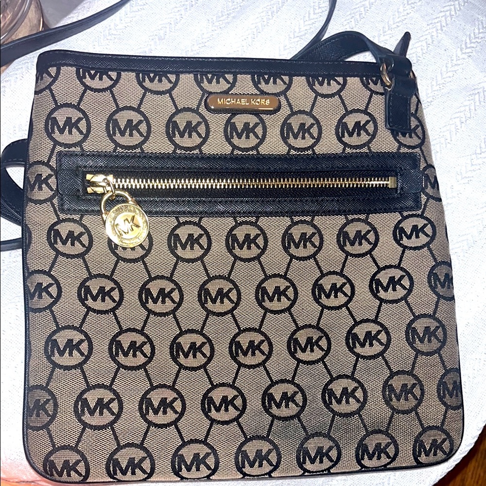 Michael Kors brown and black crossbody purse